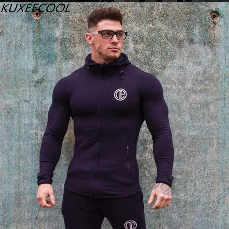 Autumn new bodyguard clothes men's long sleeve zipper coat and hooded