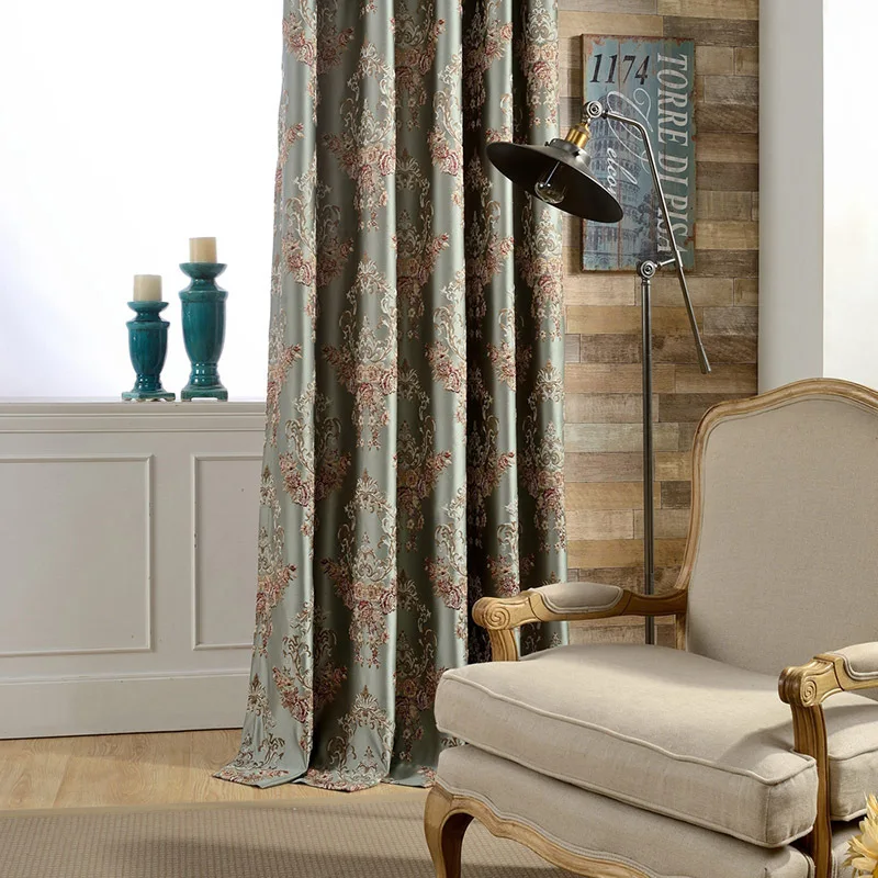 

High Precision Jacquard New Chinese Light Luxury European Shade Curtains for Living Dining Room Bedroom.