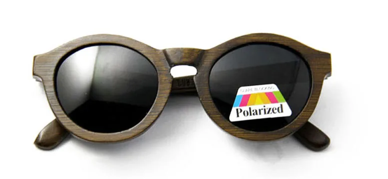 Новинка, солнцезащитные очки, бамбуковые, поляризационные, для мужчин, деревянные, для женщин, брендовые, дизайнерские, оригинальные, Круглые, LUB132 - Цвет линз: grey