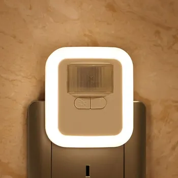 

NEWKBO LED Plug-in Motion Sensor Wall Night Light automatically Adjustable Light brightness Lighting Time lamp for bathroom