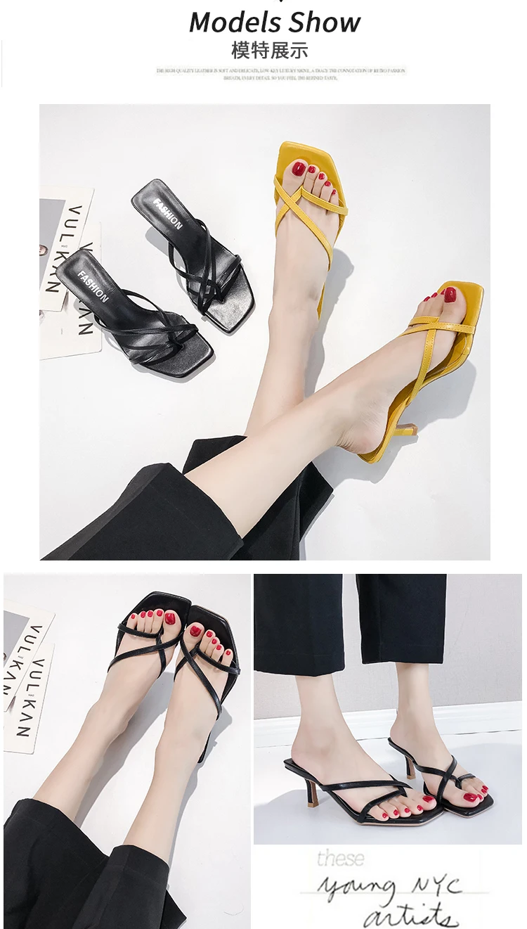 Желтые босоножки; Модные женские босоножки на высоком каблуке; женская обувь; сезон лето; коллекция года; элегантные пикантные сандалии; женские шлепанцы для улицы