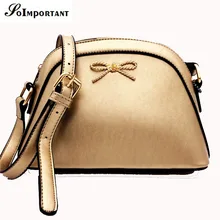 Women Bag New 2017 Solid Metal Bow PU Leather Women Shell Messenger Crossbody Bags Famous Brand Women Mini Small Shoulder Bags