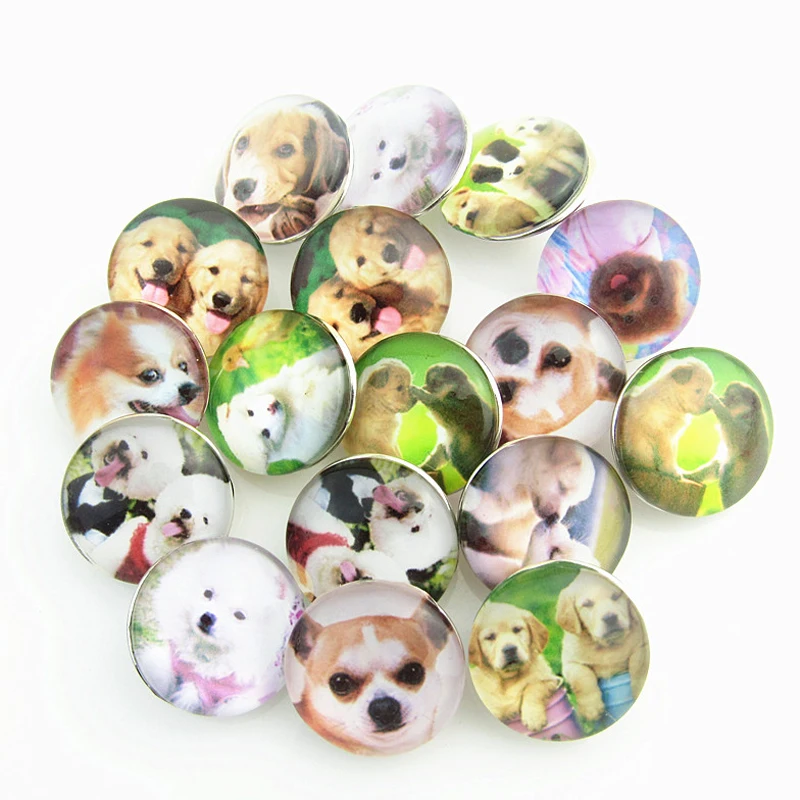 

wholesale 100pcs color dog design snap button charms for 18MM glass snap button bracelet fit DIY women snap jewelry