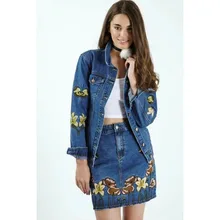 women jackets 2016 Autumn winter womens sweet embroidered jeans coat casual short Jackets girl’s coat Denim jacket Slim Tops