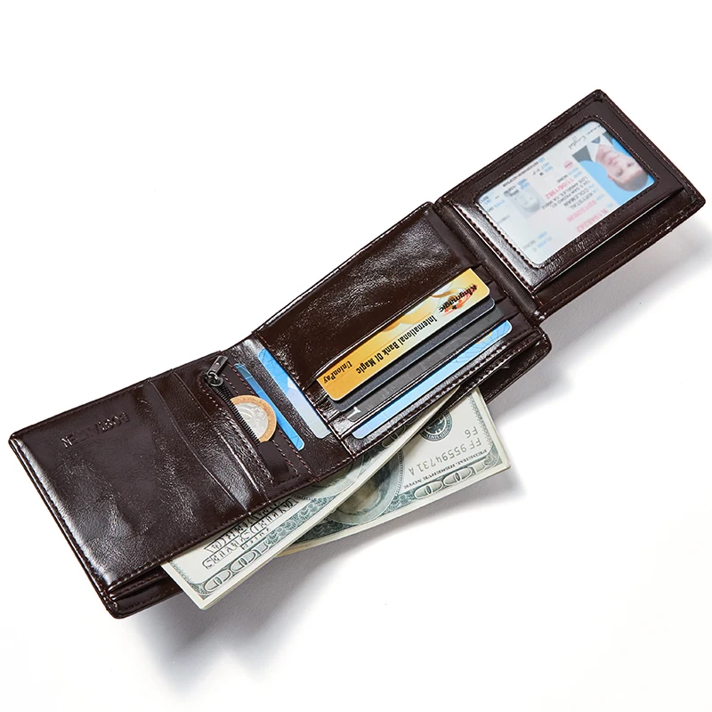 Мужской кошелек Bostanten из натуральной кожи, Короткие Бумажники, двойные деловые бумажники с коробкой, мужские фирменные кожаные бумажники, кошельки с карманами