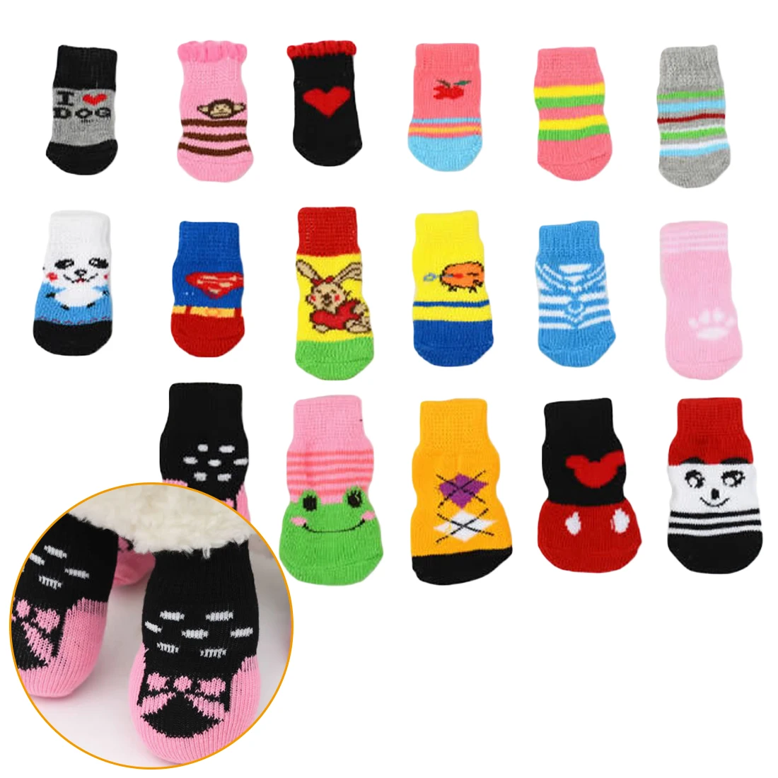 4Pcs Transer Pet Clothes Dog Indoor Socks Cute Puppy Dogs Pet Knits