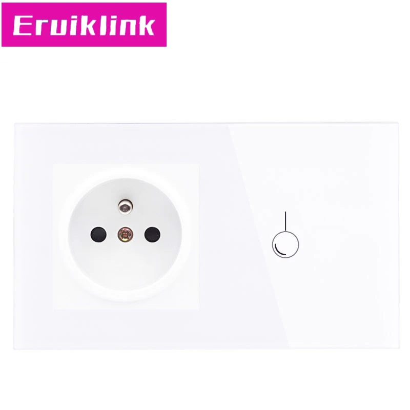Eruiklink AC220 ~ 250 В белый кристалл стеклянная панель настенный выключатель света 16A