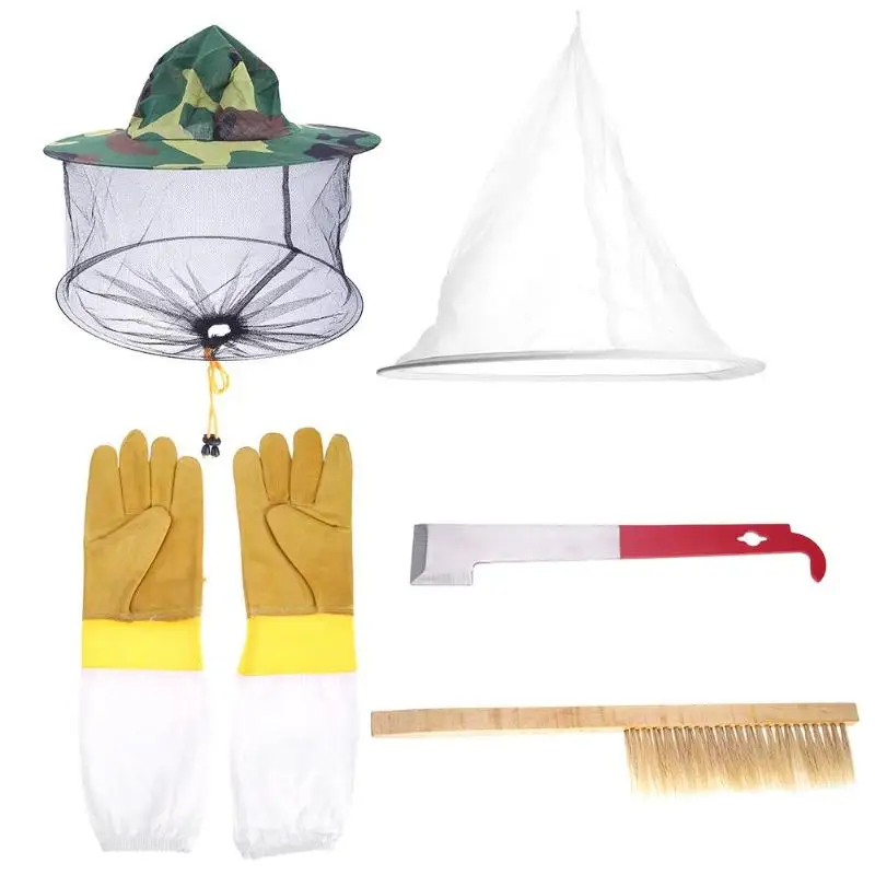 

Beekeeping Tools Anti Bee Cap Cup+Bee Sweep+Gloves Bee Keeper Hive Tool Beekeeper Scraper Rearing Beekeeping Tools