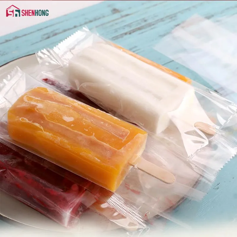 

SHENHONG 100PCS/lot Plastic Ice Pop Bag One-time Transparent Popsicle Bags Fridge Frozen Ice Cream Storage Bags
