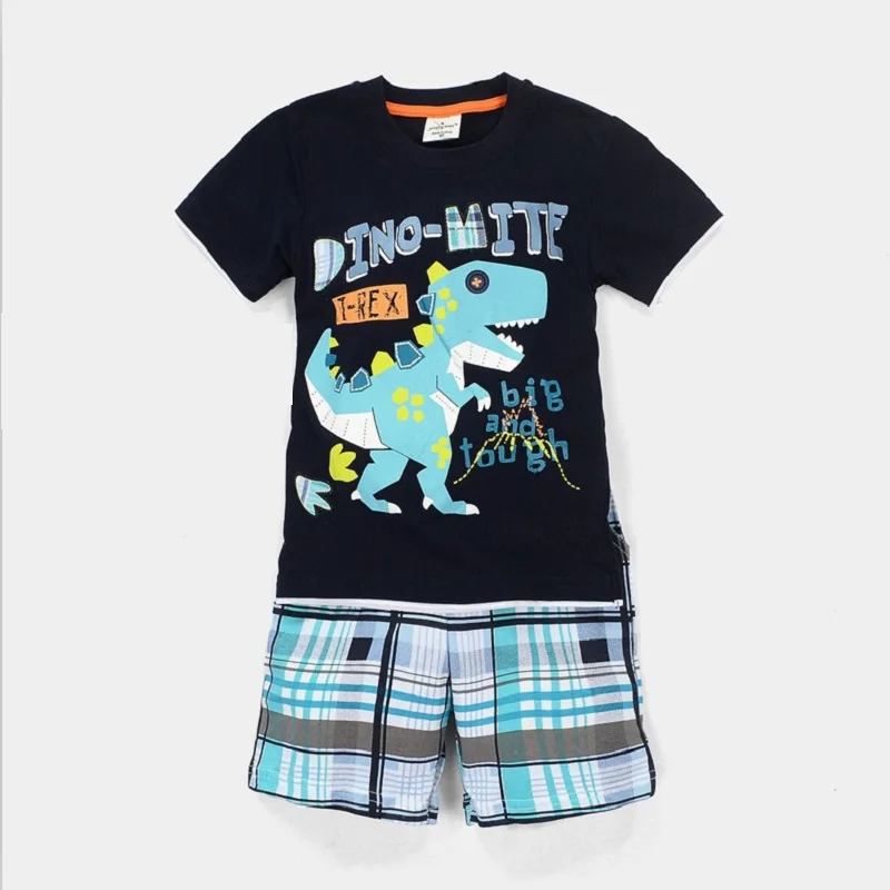 Коллекция года, летние комплекты одежды для маленьких мальчиков Лоскутные черные детские пижамы с изображением слона хлопковые футболки Короткие штаны, пижамы, серая одежда для сна - Цвет: A33