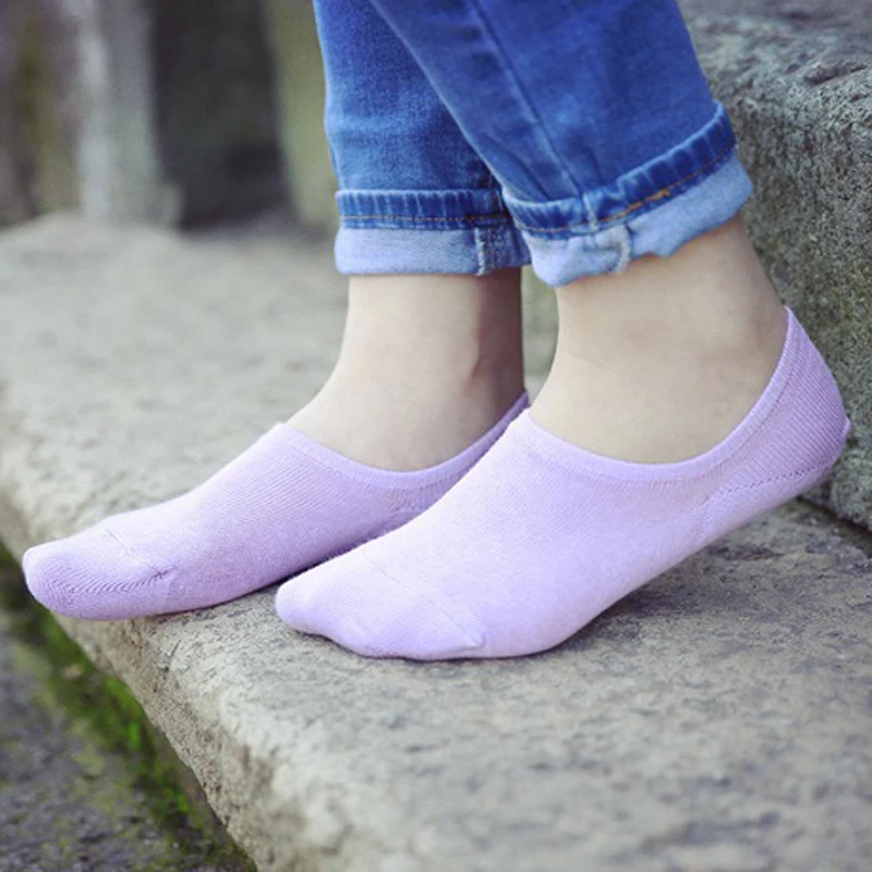 3 пара/лот, женские короткие носки в Корейском стиле, женские нескользящие короткие невидимые носки-башмачки для лета - Цвет: Purple