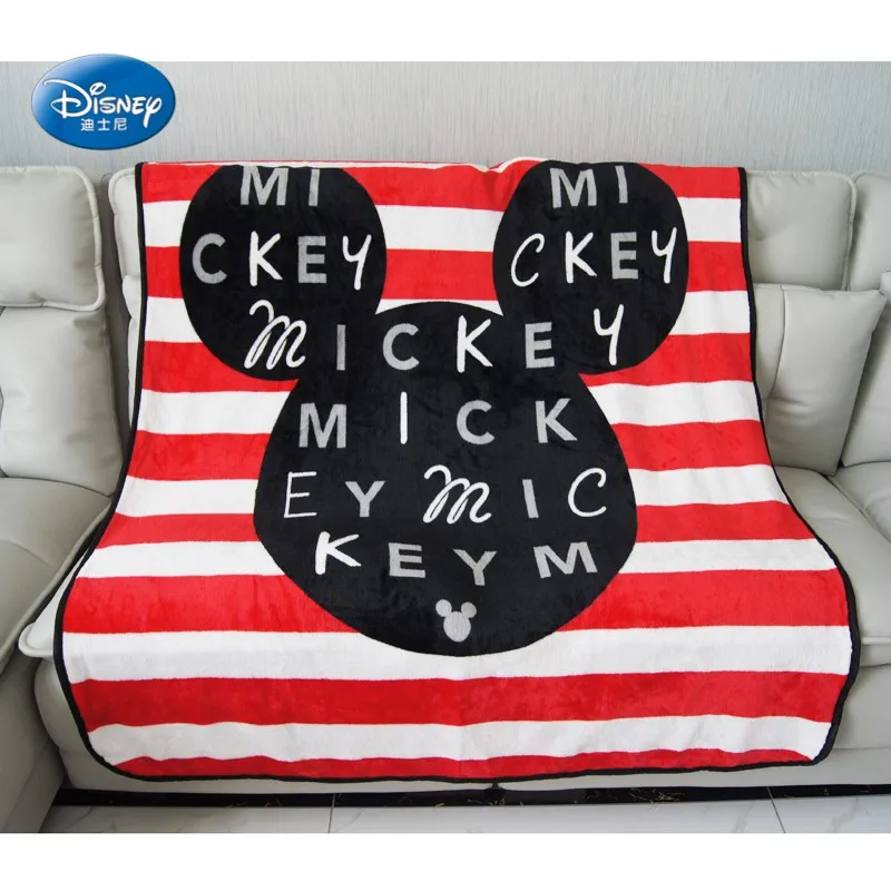

Disney Cartoon Red White Black Striped Super Soft Coral Fleece Summer Thin Blanket Throw for Kids Children Birthday Gift