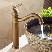 Античный латунный гусак Одиночная Вращающаяся ручка для ванной для кухни для раковины Смеситель кран anf215