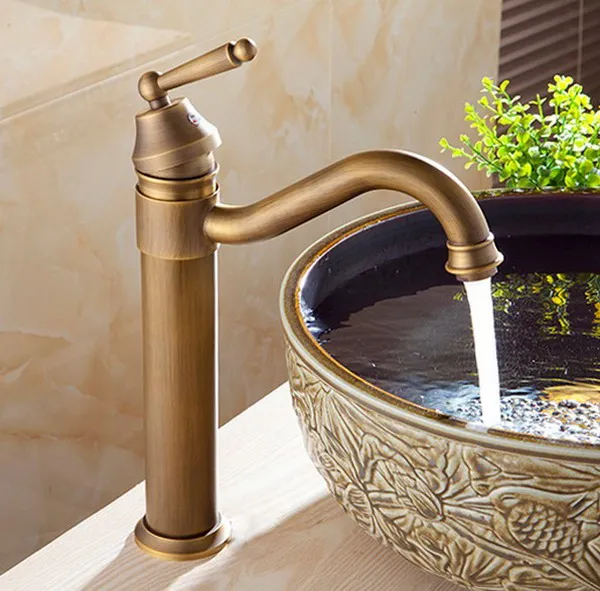 Antique Brass Gooseneck Single Handle Swivel Kitchen Bathroom Sink Basin Faucet Mixer Taps anf215