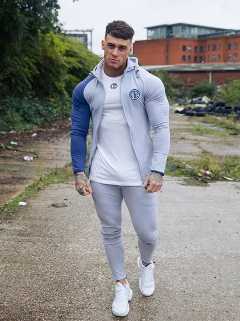 Autumn Tracksuit Gym Running Men Set Sport wear Mens Top Fitness ...