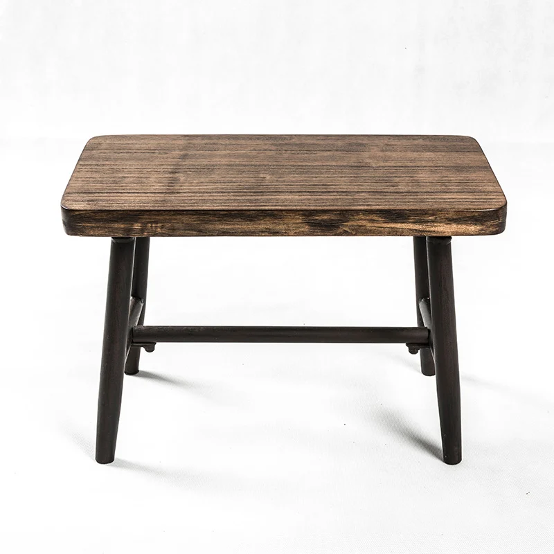 Современный минималистичный твердый деревянный чайный столик табурет обувь деревянный чай делая прямоугольный табурет фрески мебель украшения дома - Цвет: wood