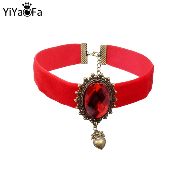 Yiyaofa Handmade Red Ribbon Choker Necklace Pendant Women Yiyaofa Handmade Red Ribbon Choker Necklace Pendant Women Accessories Gothic Jewelry Statement Party Dd 31