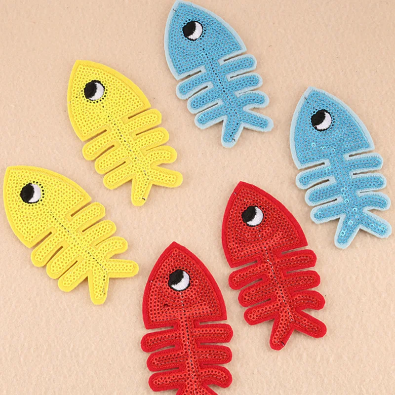 

Cartoon Fish Ironing Sequin Embroidery Patch for Clothing Stickers Animal Applique Stickers Children Thermo Applications 3pcs