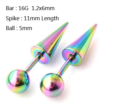 2 pieces fake stainless steel ear Taper Fake Ear Stretcher stud Earrings Ball spike cheater expander Men punk jewelry - Image 3