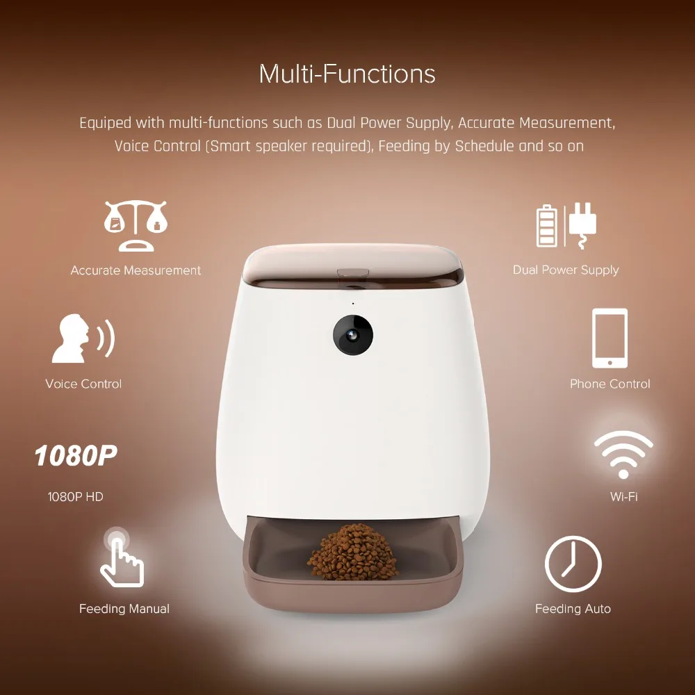 

3.3L Automatic Pet Feeder Wifi Phone Remote Control Cat Dog Smart Automatic Food Pet Feeder Rechargable With Voice Video Monitor