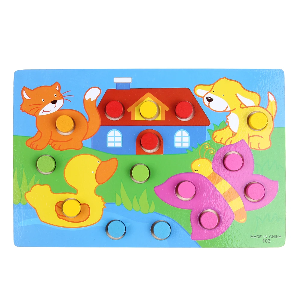 4 Дизайн упаковке Цвет ful познание доска Монтессори детей деревянные головоломки игрушки Цвет матч Игра настольные деревянные игрушки