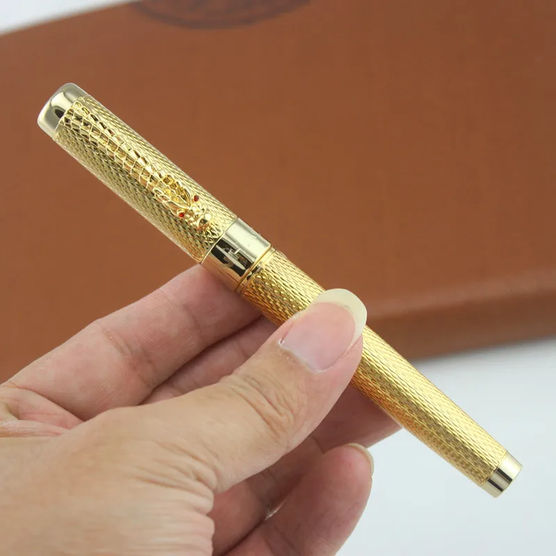 Jinhao 1200 золотой дракон Красный Кристалл глаза роликовая шариковая ручка, канцелярские принадлежности для офиса Бизнес роскошный бренд Письма подарок шариковые ручки