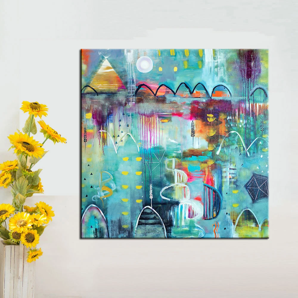 

CHENFART Wall Art Mountain Oil Painting on Canvas Abstract Wall Pictures for Living Room no Frame Posters and Prints Home decor