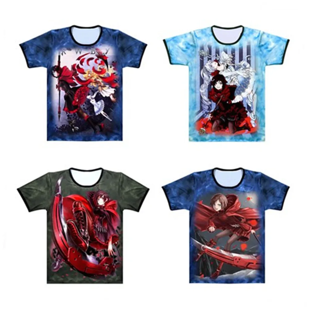 Аниме RWBY Рубиновая Роза, футболки для косплея, мужская и женская футболка с принтом, летние футболки с коротким рукавом, топы, костюмы, одежда Аниме