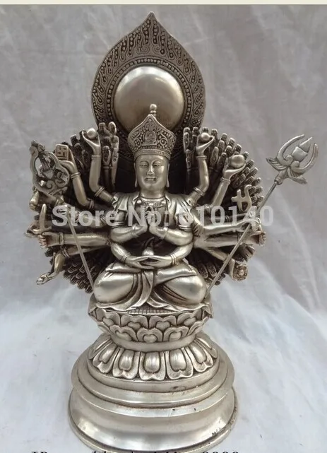 

10 Tibet Silver 1000-Arms Buddha Bronze Ksitigarbha Statue