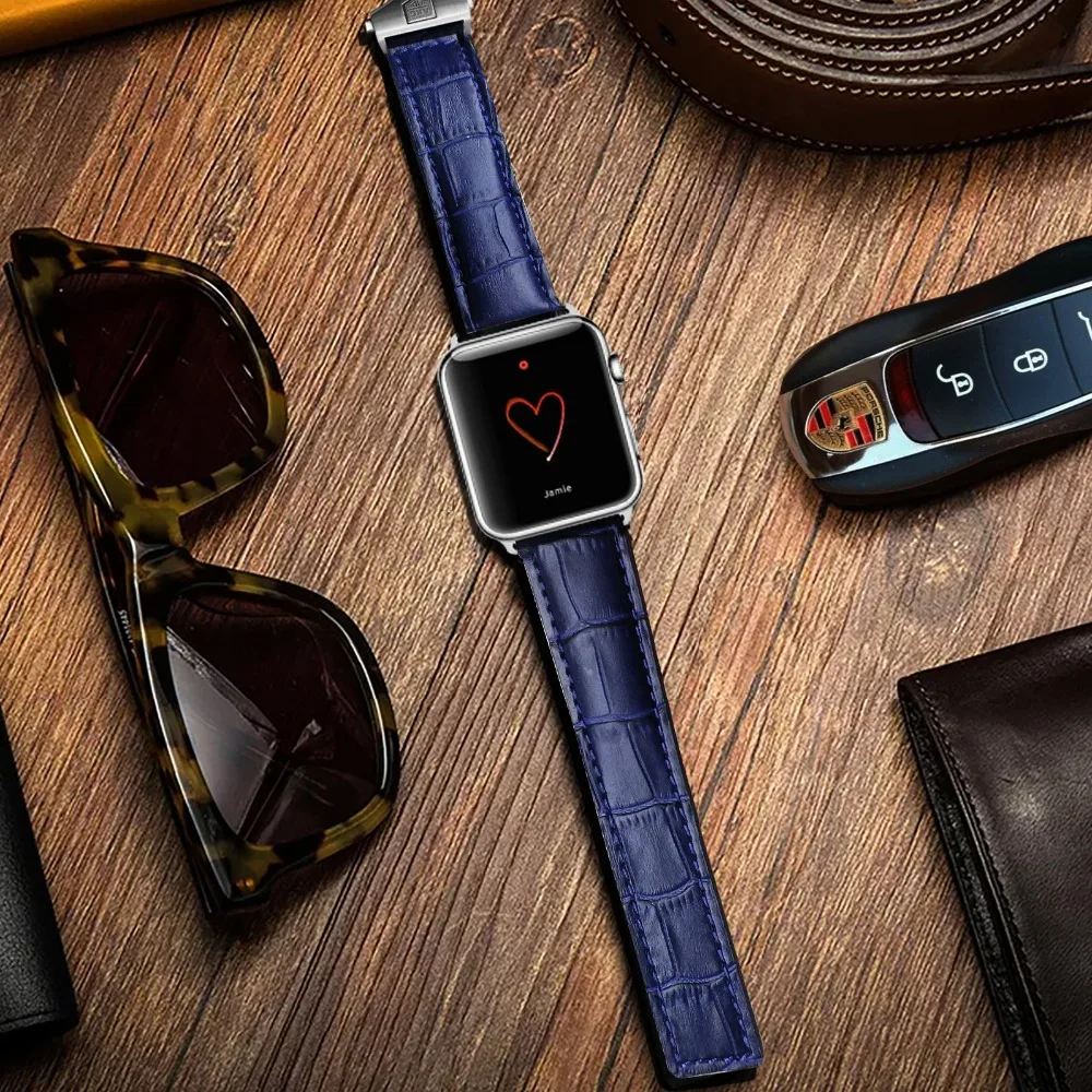 AKGLEADER Watch Band For Apple Watch Series 4 Wrist Bracelet Folding Buckle Genuine Leather Strap For Apple Series 1 2 3 38-44mm AKGLEADER Watch Band For Apple Watch Series 4 Wrist Bracelet Folding Buckle Genuine Leather Strap For Apple Series 1 2 3 38-44mm