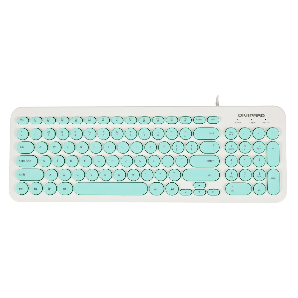 Розовая Милая клавиатура мини-клавиатура в стиле ретро 96 клавиш USB Проводная круглая клавиатура для компьютера - Цвет: Blue