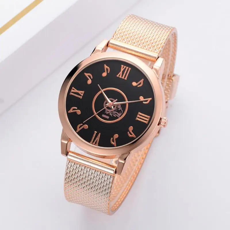 

Lvpai Fashion Women Music Note Quartz Watches Mesh Strap Wristwatch Casual
