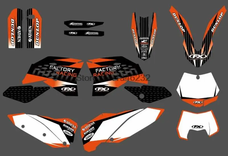 Команда графические наклейки с соответствующими фоны для KTM 125 200 250 300 350 450 530 SX 2007