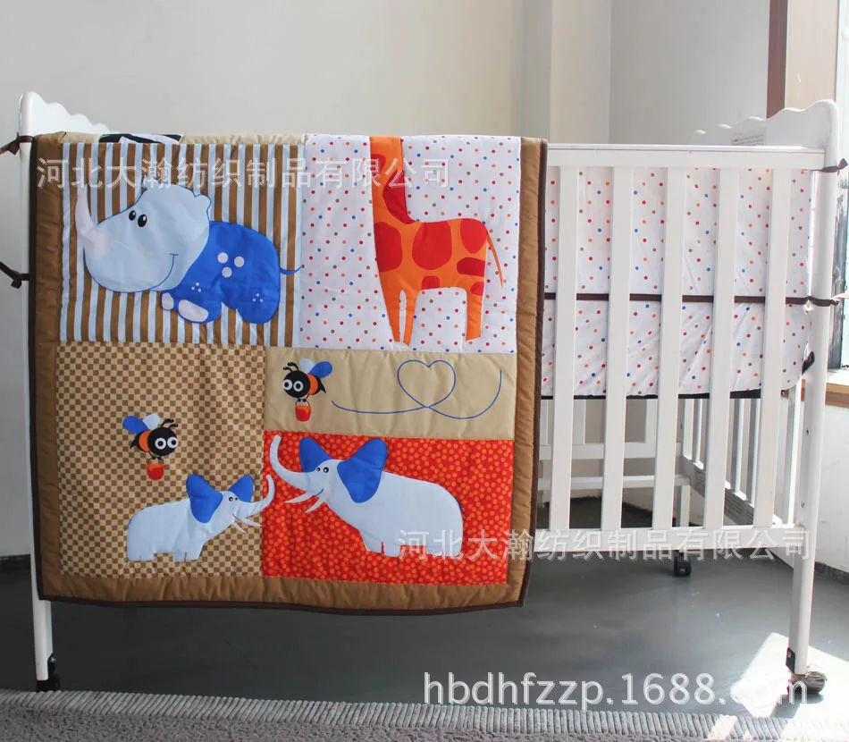 

Discount! 3pcs 100% Cotton Unisex Crib Bed Set Newborn Baby Bedding Set For Boys And Girls ,include(bumper+duvet+bed cover)