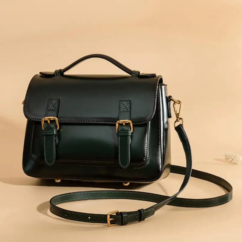 Goedkoop Vossestaart   Lelie 2020 Dames Vintage Tote Schoudertas Designer Brand Vrouwen Crossbody Handtassen Echt Lederen Kleine Messenger Bag