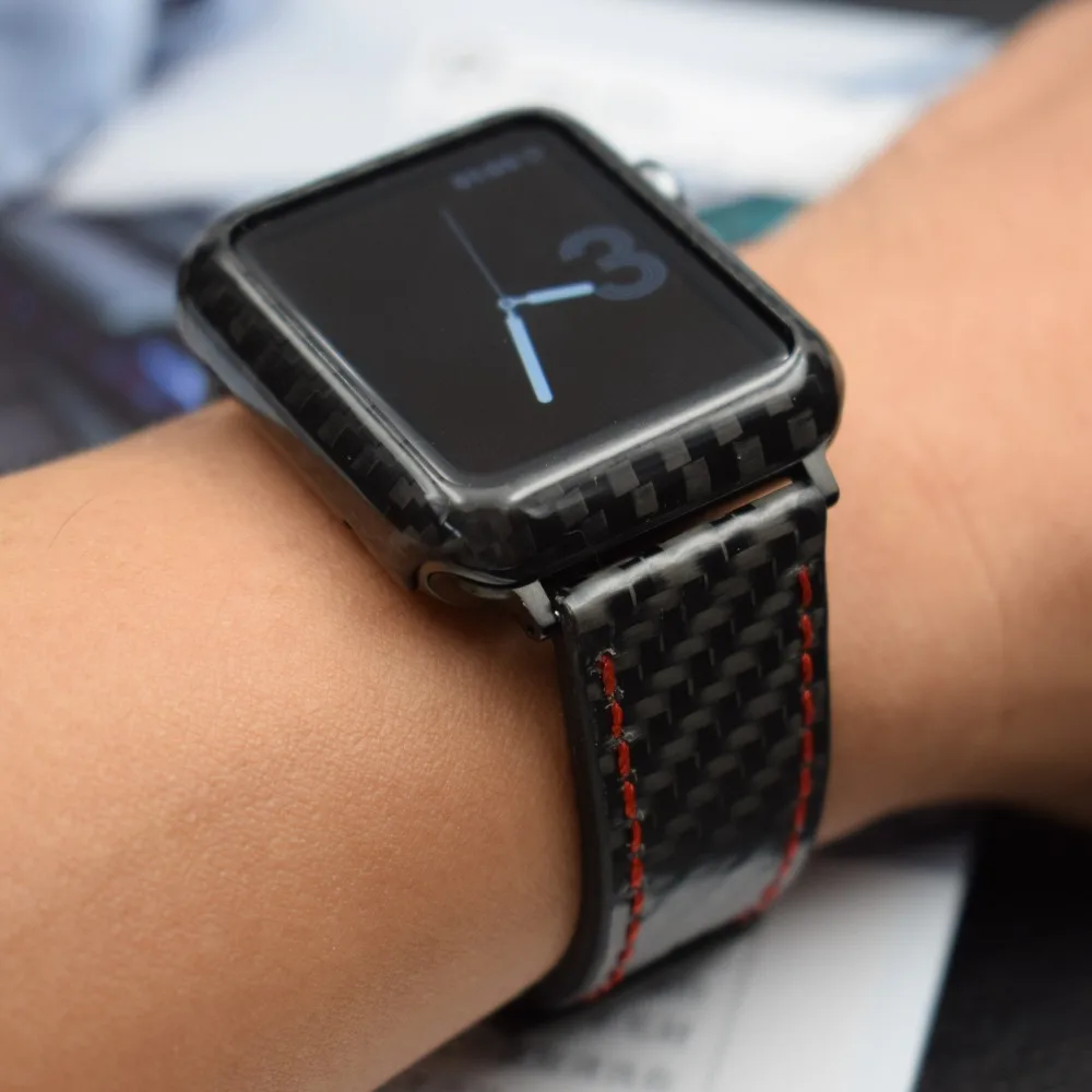 Для Apple Watch Series 4 Band настоящий углепластиковый футляр для часов Ремешки для Apple Watch Series 1 2 3 iWatch 38-4 мм мужской браслет на запястье