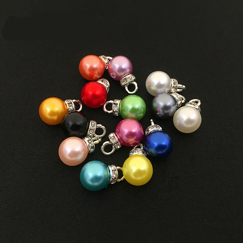 

10pcs/bag 10mm Colored Drop Crystal Simulated Pearl Charms Beads Jewelry DIY Earrings Pendant Neacklace Clips Jewelry Findings