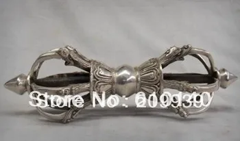 

bir 001478 11"Tibet Tibetan Religion Buddhist Silver Hand Phurba Dagger Holder Set statue