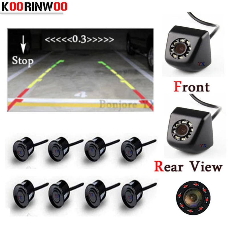 Koorinwoo Automobiles Car Parking Sensors 8 Probe Parktronic Alarm Front Camera Car Rear view Camera Parking Reverse Backlights Koorinwoo Automobiles Car Parking Sensors 8 Probe Parktronic Alarm Front Camera Car Rear view Camera Parking Reverse Backlights