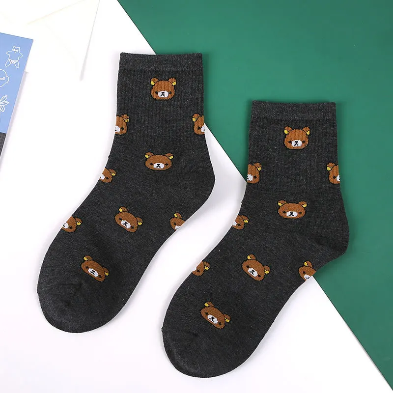 Продукт осень/зима Harajuku прекрасный мультфильм колледж Стиль носки женщины счастье кавай медведь личности Tide Calcetines