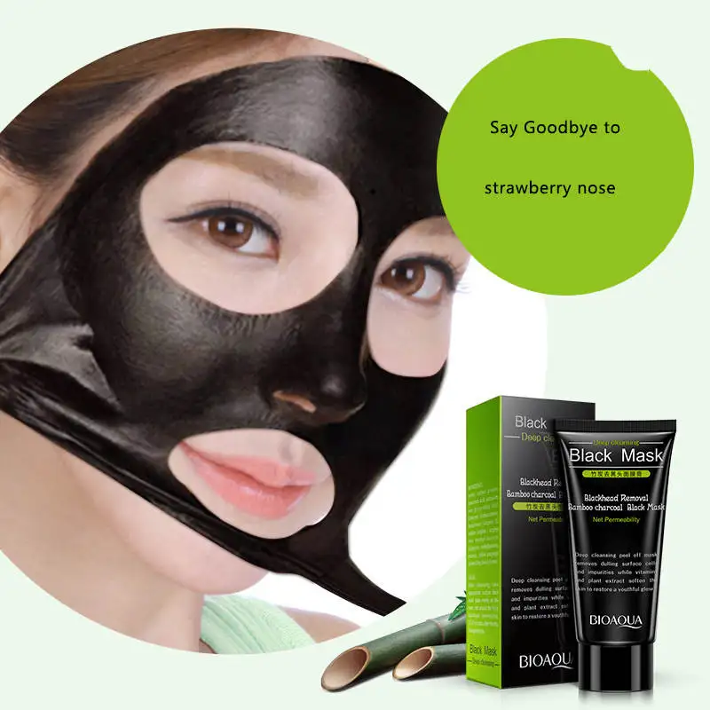 Bioaqua с бамбуковым углем маска для лица грязевая маска для удаления черных точек черная маска глубокого очищения масла-Управление маска для лица лечение акне кожи - Цвет: black mask