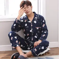 Весна и лето для мужчин сна пара пижамный комплект unises взрослых домашняя одежда для сна нижнее бельё для девочек хлопковые пижамы
