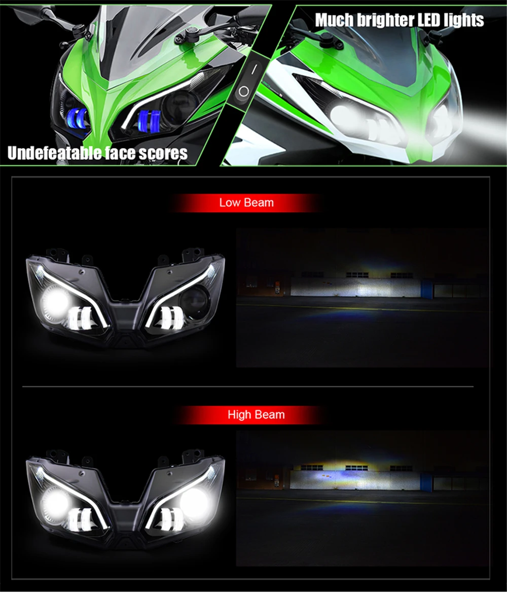 KT светодиодный фонарь для Kawasaki Ninja 250 Ninja 300 2013