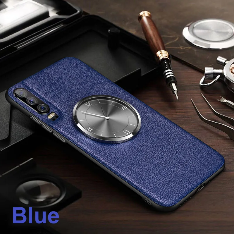 Blue Для huawei P30 Pro Чехол роскошные часы из закаленного стекла время откидная крышка кожаный чехол для huawei P20 Pro Коврики 20 Pro чехлы - Цвет: Blue