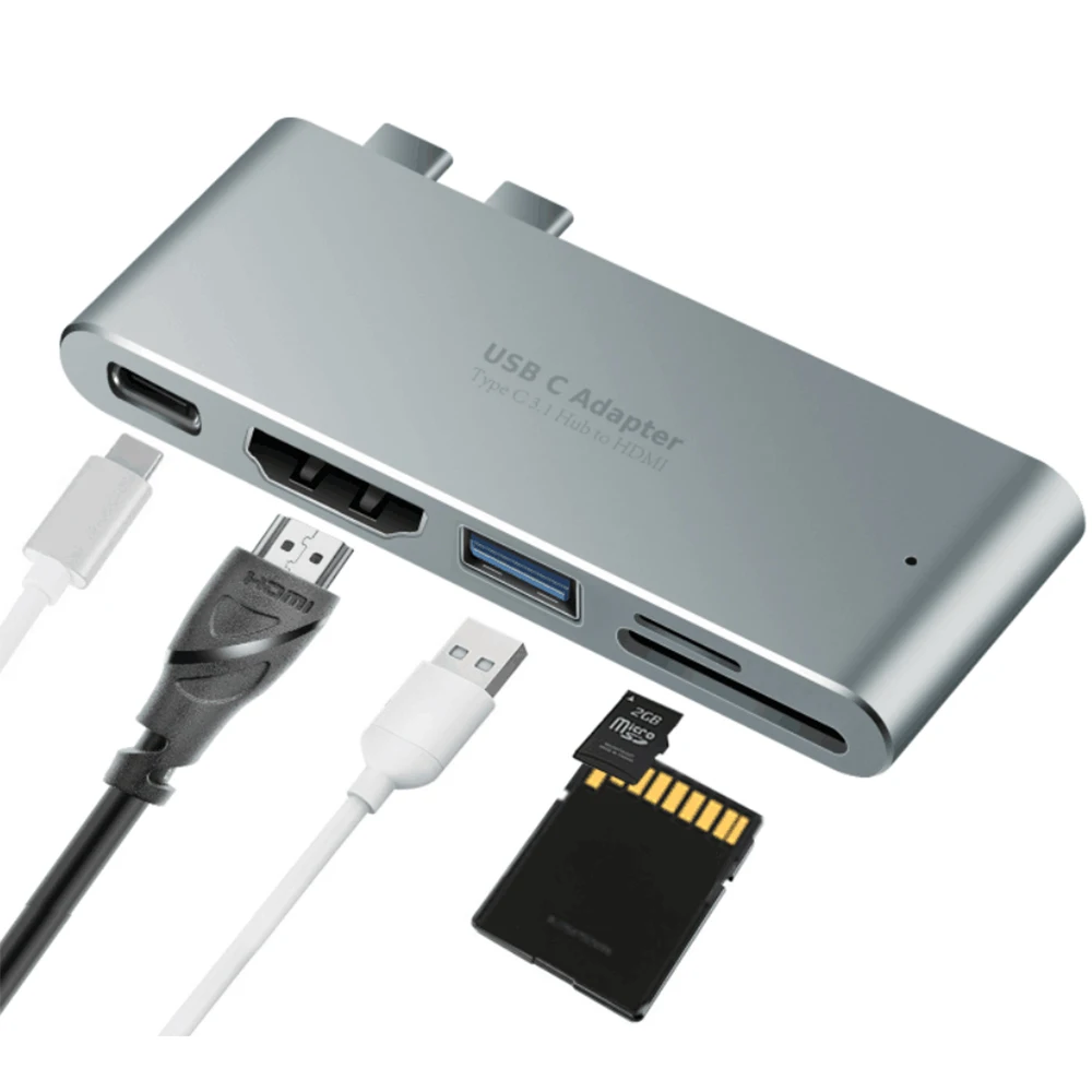 

Double Type C USB HUB USB-C to 3.0 HDMI Thunderbolt 3 SD Card Reader Adapter For MacBook Pro 13''15'' Huawei P20 Pro