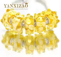 Yanxizao Мода 5 шт. 925 серебро Мурано lampwork Бусины Fit Пандора стиль браслет кулон цепочки и ожерелья DIY Ювелирные изделия оригиналы a365