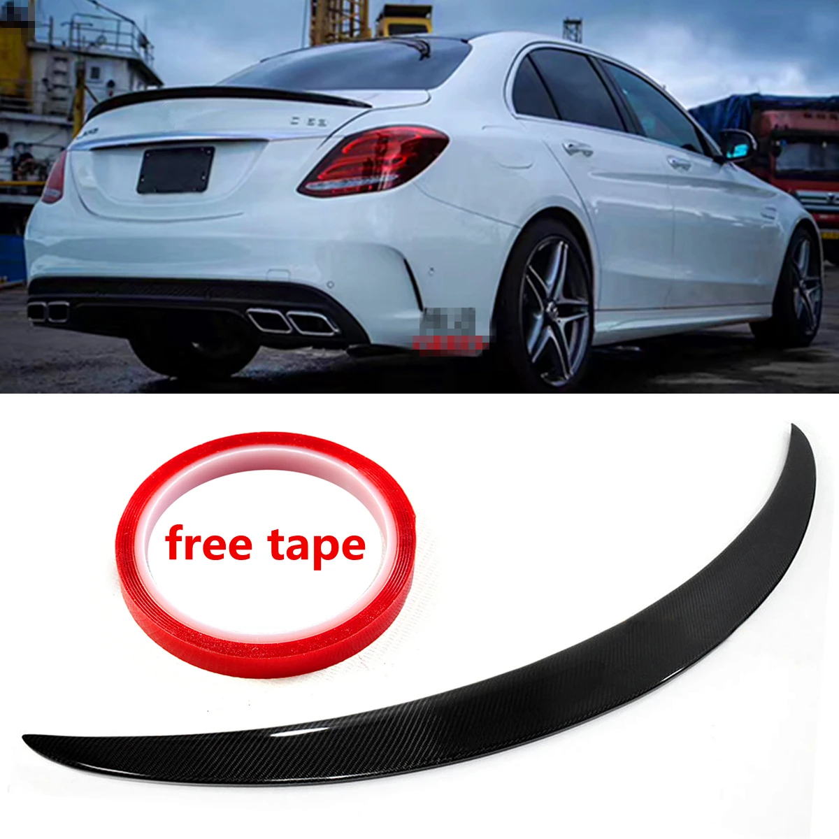 

Autoleader Car Real Carbon Fiber Boot Spoiler Wing Trunk Spoiler Wing for Mercedes for Benz W205 C300 C400 4MATIC 2015-2017