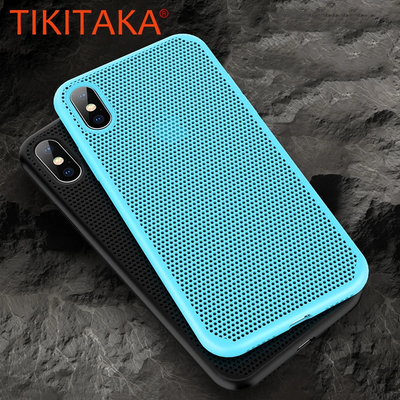 

Fashion Breathing Mesh Phone Case For iPhone X 8 7 6 6s Plus Case Liquid Silicone Heat Dissipation Grid Cover for iPhone X 10