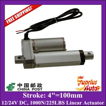 

Free Shipping 4inch/100mm 24v/ 12v linear actuator, 1000N/100kgs/225lbs load linear actuators