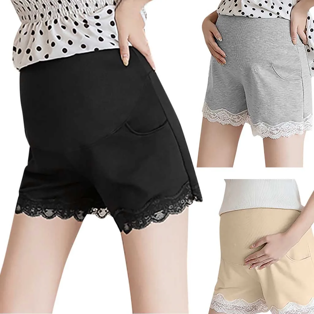 Летние повседневные Мягкие штаны для беременных; кружевные свободные эластичные шорты с низкой талией для тренировок; модные удобные брюки для мам; hg